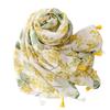 Bali Yarn Cotton-Linen Scarf: Fresh Solid Color, Fruit Green & Bright Yellow Leaf Print with Tassel Detail