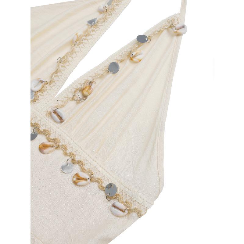 Women's Fashion Summer Spring Solid Color Print Sleeveless Hanging Neck High Waist Casual Dresses