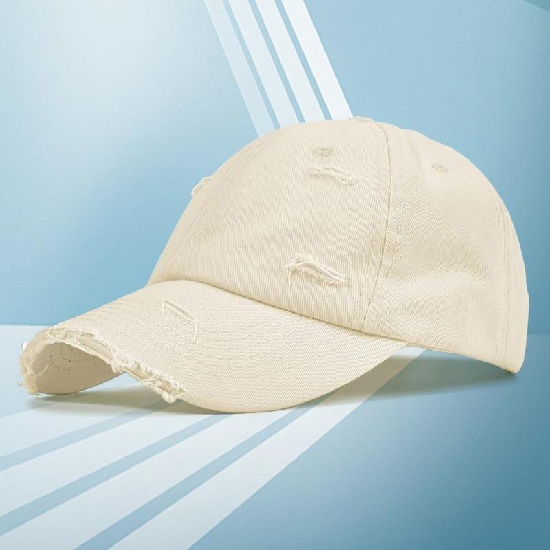 Summer sunscreen cotton ripped baseball cap embroidery big head circumference showing face small cap characters