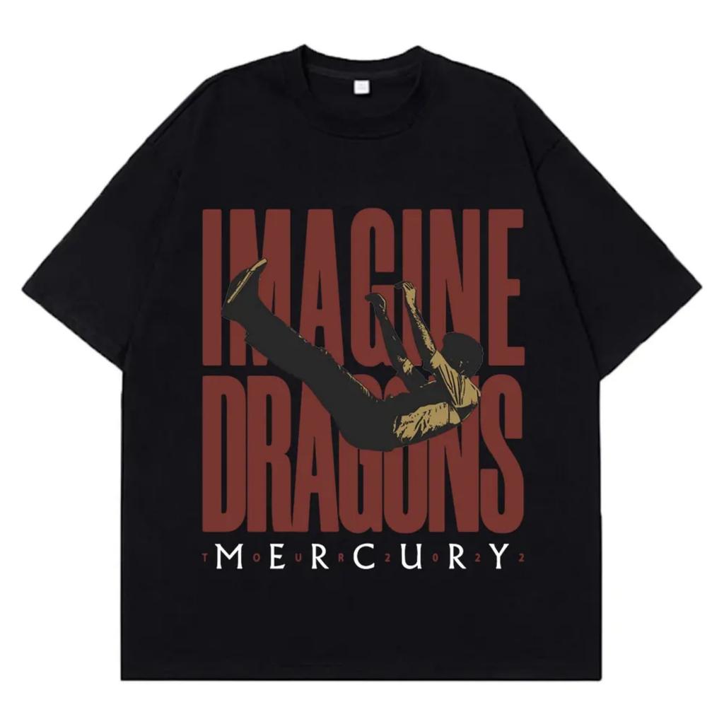 Imagine Dragons Mercury Tour Concert T Shirt Hip Hop Rock Band Tshirt Men Women Harajuku Cotton Loose Short Sleeve Top Unisex