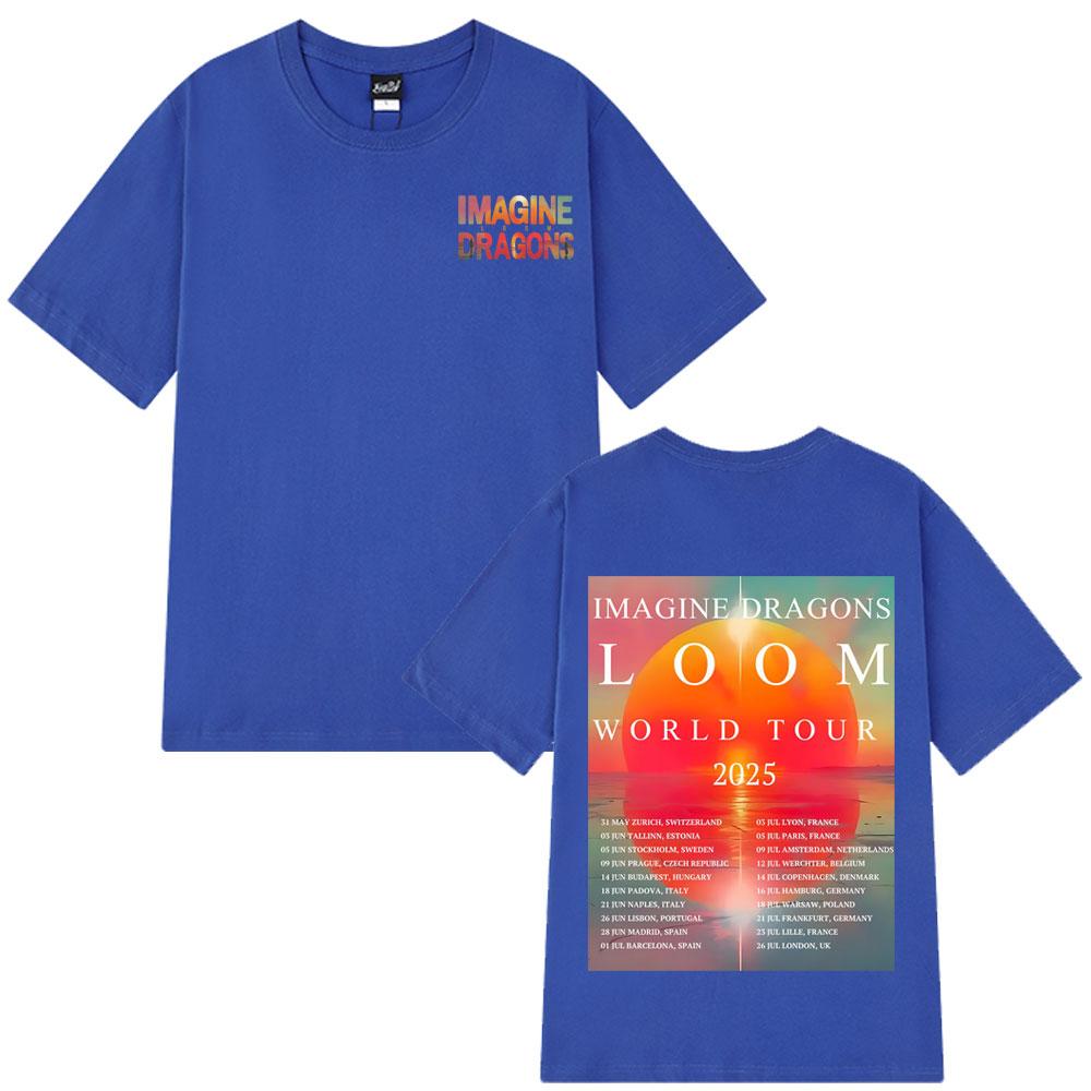 Imagine Dragons Band Loom Tour 2025 T-Shirt Men's Fashion Hip Hop Short Sleeve Oversized Soft Cotton Simple T Shirt Streetwear