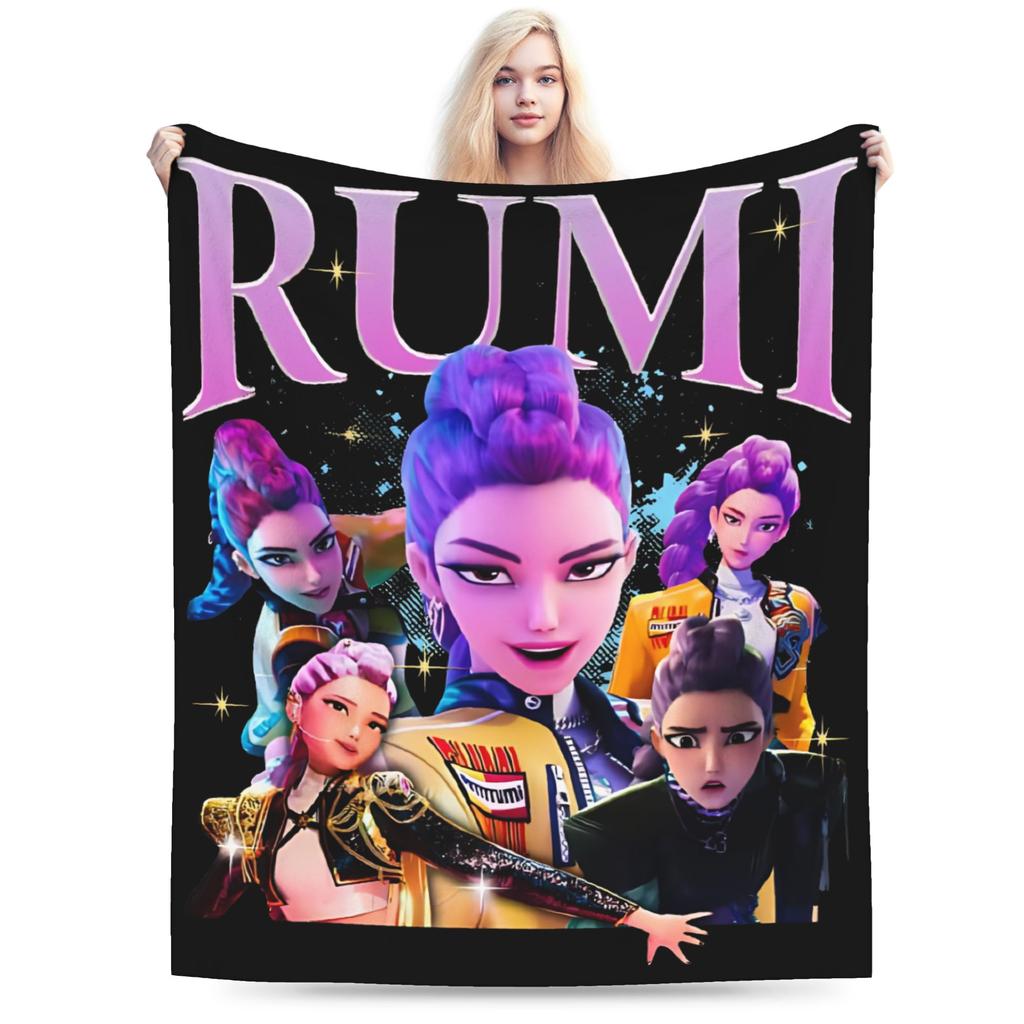Zoey Kpop Demon Hunters Flannel Blanket Huntrix Awesome Throw Blanket for Home 125*100cm Plush Thin Quilt