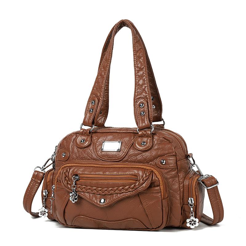 Stylish PU Leather Handbag for Women – Vintage Design with Braided Detail and Multiple Pockets, Perfect for Daily Use