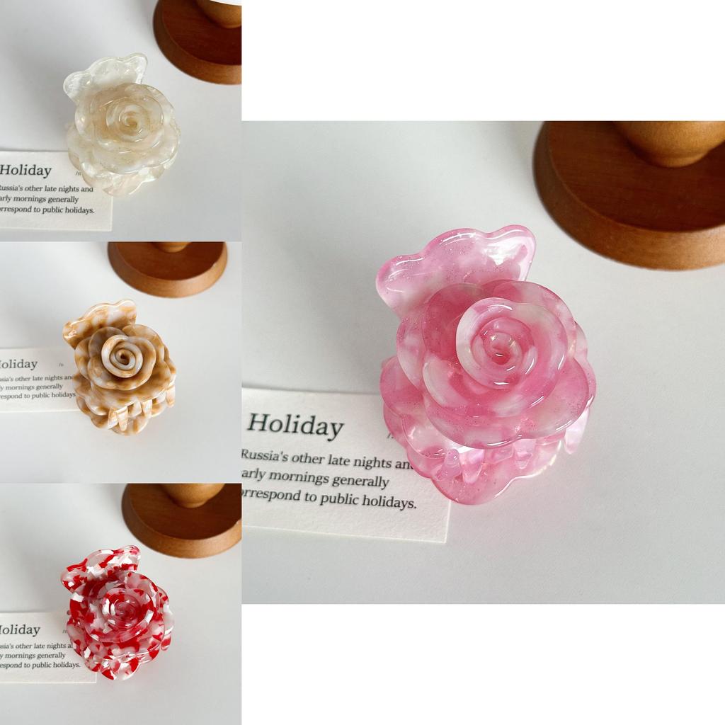 Chic Versatile Rose Flower Hair Claw Clip In Various Colors Stylish Acetate Hair Accessory