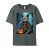 Halloween Skeleton Cat Luxury Designer Unisexs Shirts Graphic Shirts Unisex Meme Tshirt Funny Gift Unisexs Clothing