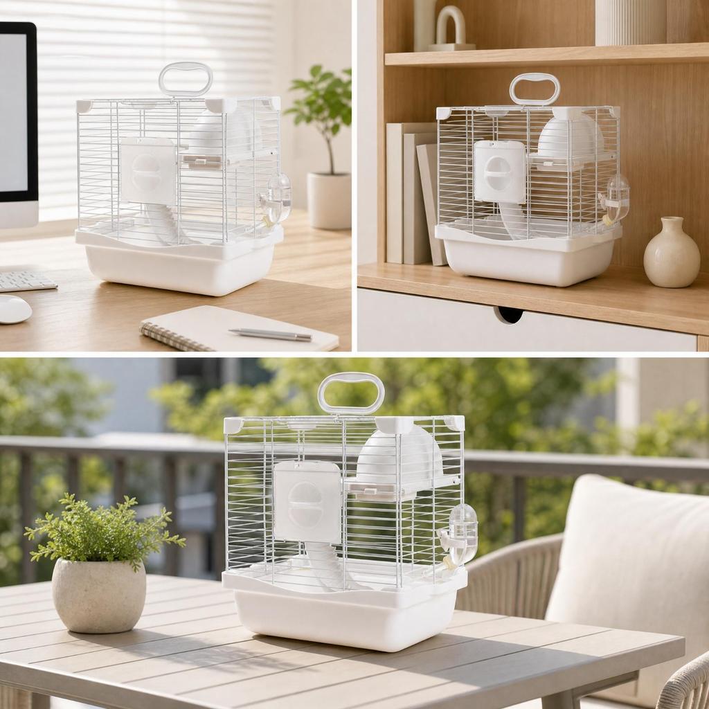Small Animal Carrier Ventilated Portable Hamster Cage Easy to Clean for Short Trips Blue