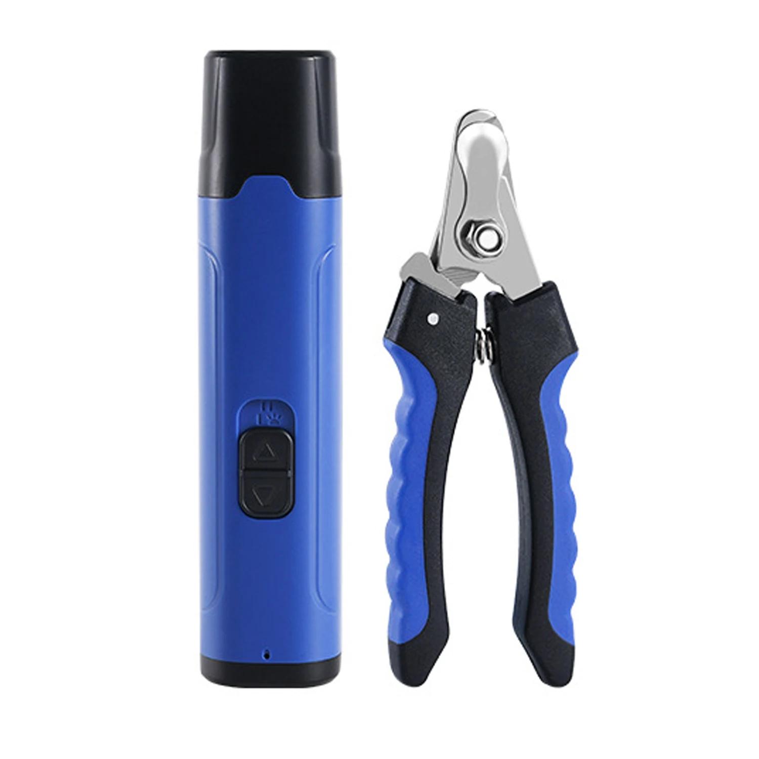 

Electric Dog Nail Grinder and Dog Nail Clipper Trimmer Set Pet Paw Trimmer with Safety Guard Rechargeable Nail Grinder with LED синій