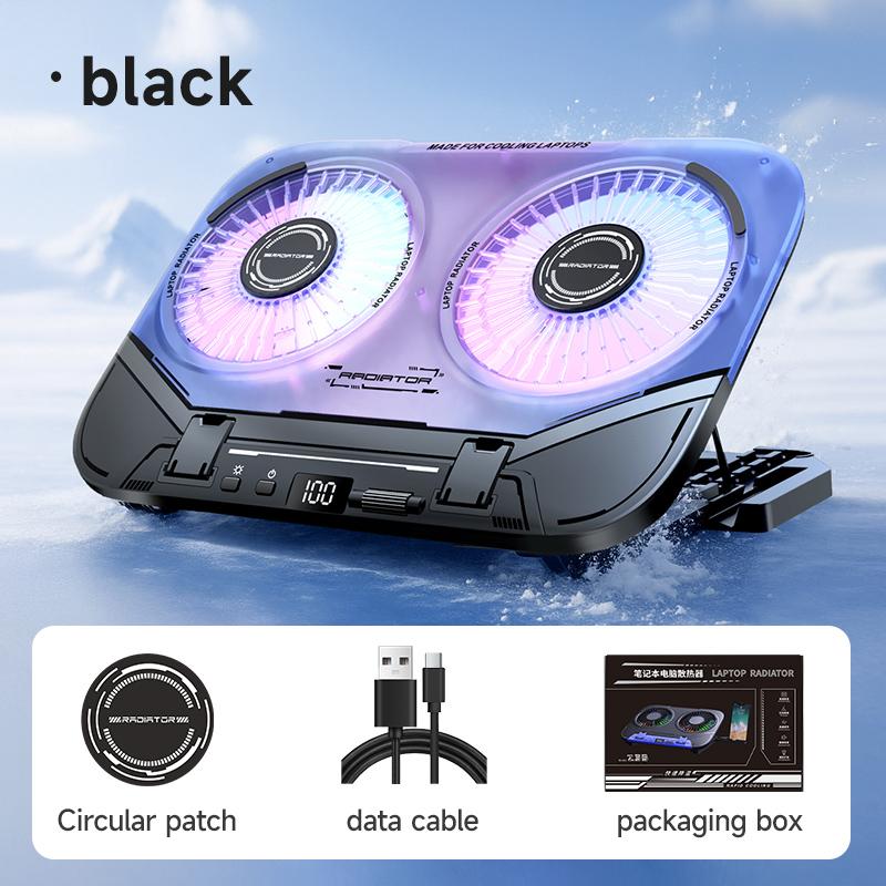 Height Adjustable Foldable 2 Fans 2 USB Laptop Cooling Pad Gaming Alloy Laptop Holder Desk Cooling Pad Stands чёрный