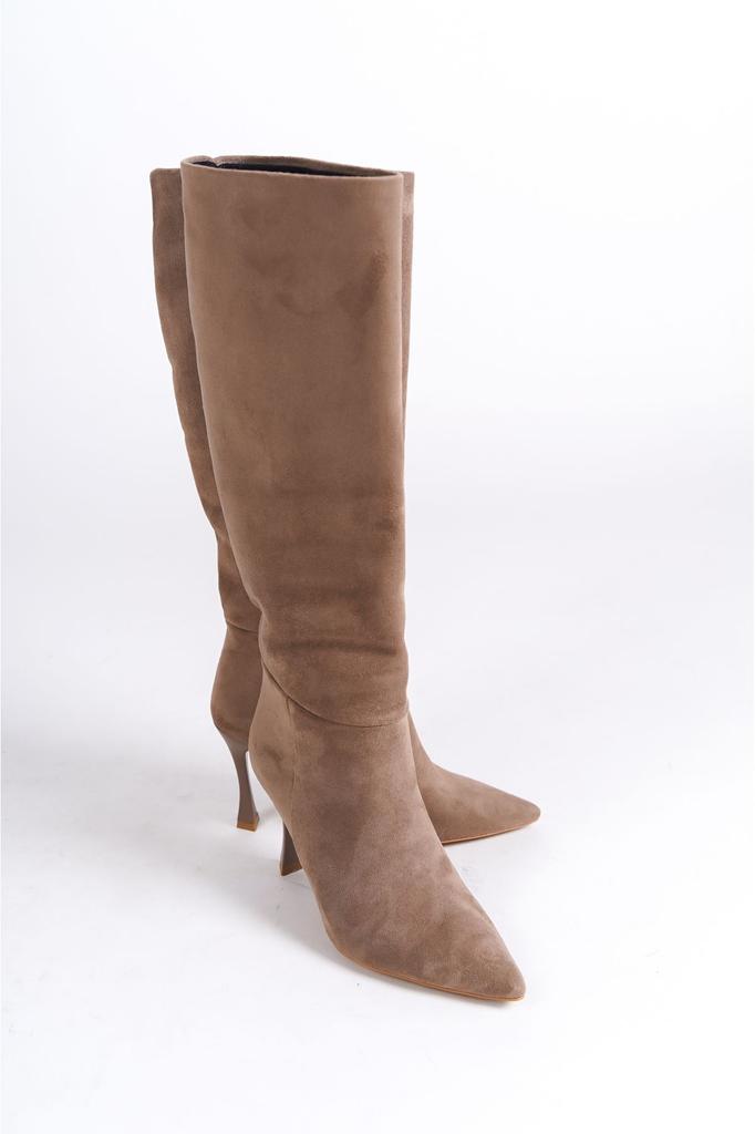 Women Modern Stylish Fashion Boots Boots Faux Leather Suede Vz Suede Thin Cm Heels Pointed Toe Mink Long Boots