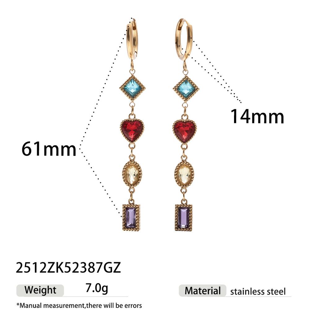 Women's Pendant Necklace Stainless Steel Colorful Zircon Waterproof Non-fading Chains Charms Necklace for Gift