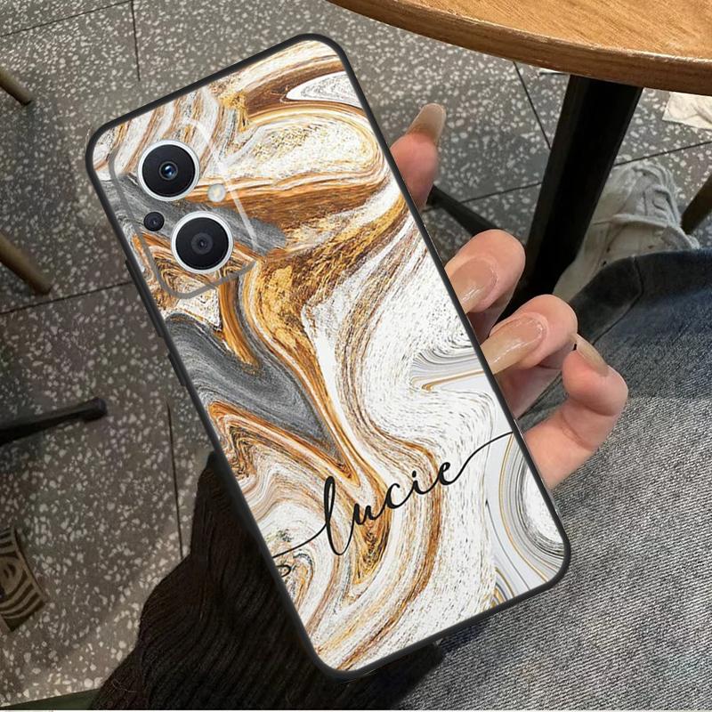 Personalisierte Marmor-Initialen-Name Hülle Für OPPO Reno 8T 2Z 4Z 5Z 10 4 5 6 7 8 Lite OPPO Find X2 X3 Neo X6 Pro X5 Lite Hülle