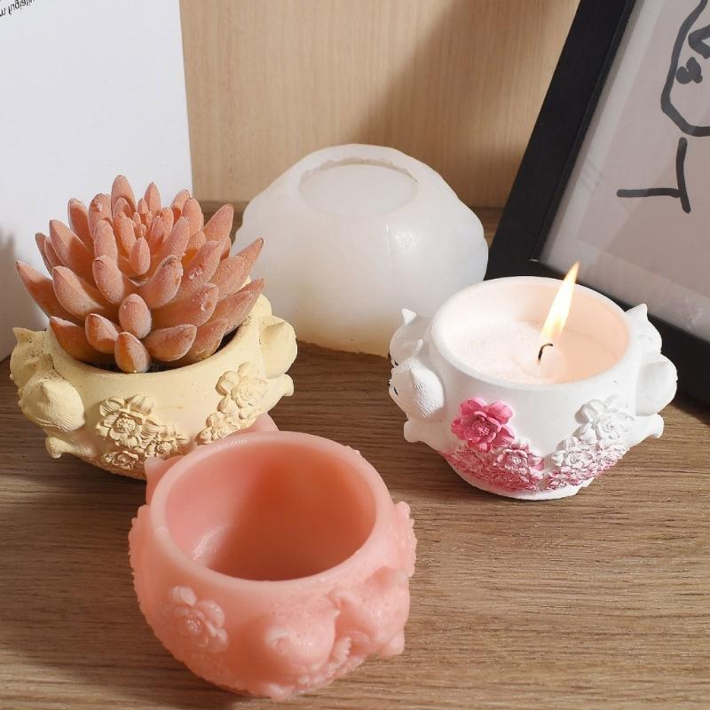 Reusable Cats Charm Planter Mold Safe Vase Silicone Mold For Jewelry Soap Candle Container Making Home Crafts