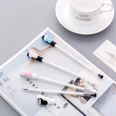 Stylo à Gel à gratter chat bleu rose, 0.5mm, stylo à encre de couleur noire pour écriture, papeterie fournitures scolaires et de bureau, 4 pièces