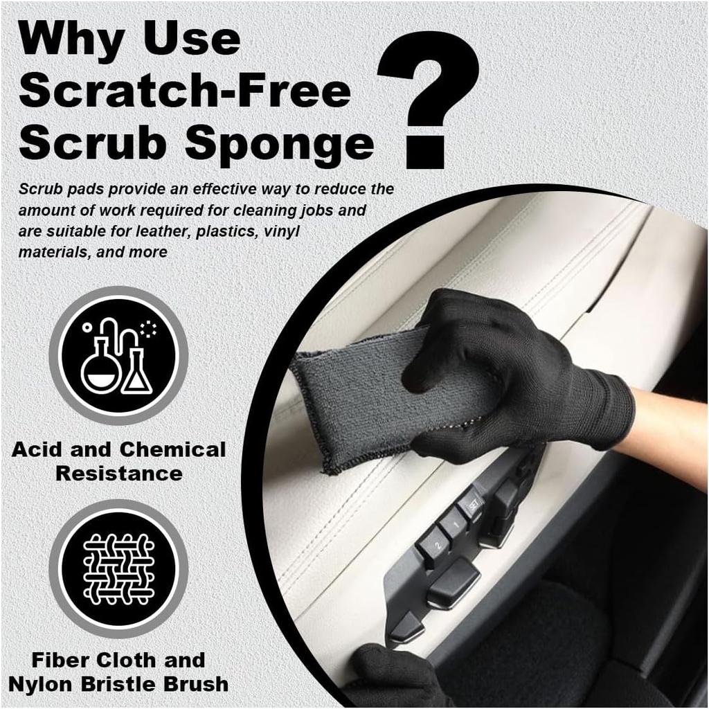 3PCS 5"×3" Car Interior Scrubbing Sponges, Microfiber Car Wash Sponges, Auto Detailing Scrub Pads, Interior Cleaning Sponges For Car Leather,