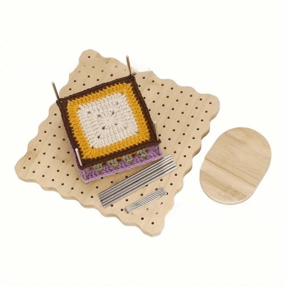 Bamboo Crochet Blocking Board Stainless Steel Pegs Complete Tool Kit Knitting Board 10 Pegs Wave edge Blocking Mats