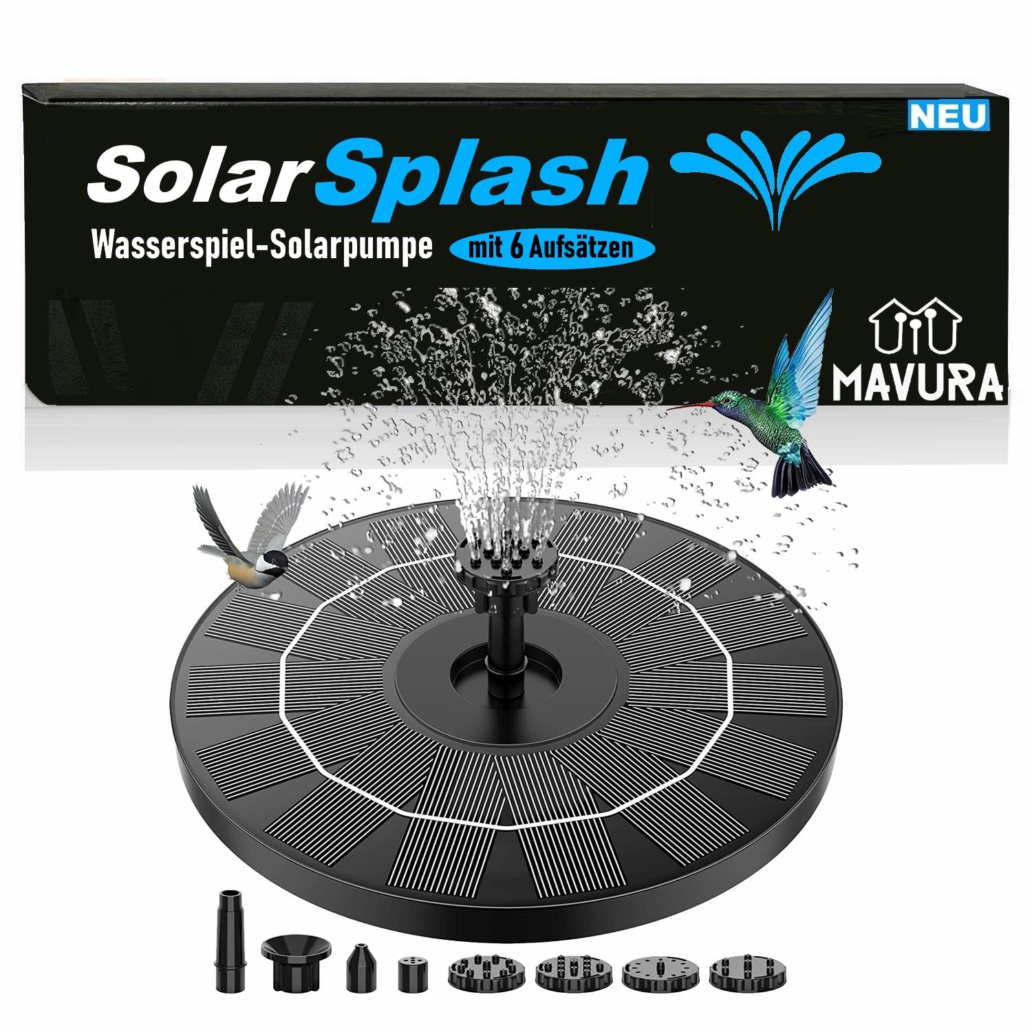 

SOLARSPLASH Сонячний фонтанний насос для водних елементів, ставковий насос, фонтан 3,5 Вт 160 мм