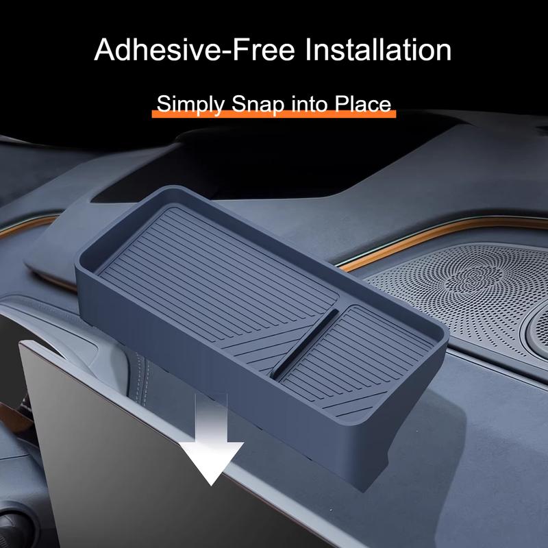 For Zeekr 001 2024-2026 Car Storage Box Behind Central Control Screen Auto Silicone Waterproof Anti-fouling Storage Box