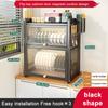 Double-layer Dustproof Kitchen Dish Bowl Drying Rack Counter Dishwasher Organizer Rack With Chopstick Cage Tableware Basket