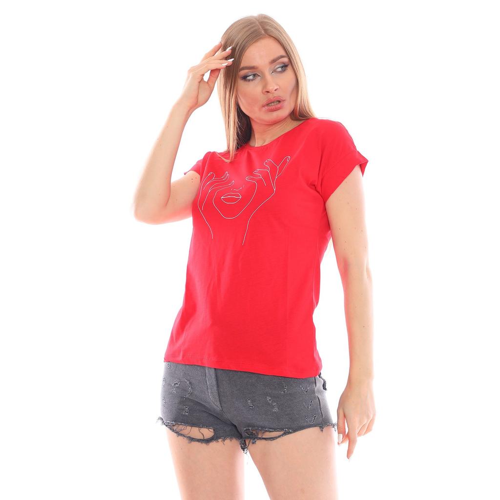 Damen-T-Shirt mit Gesichtsmuster