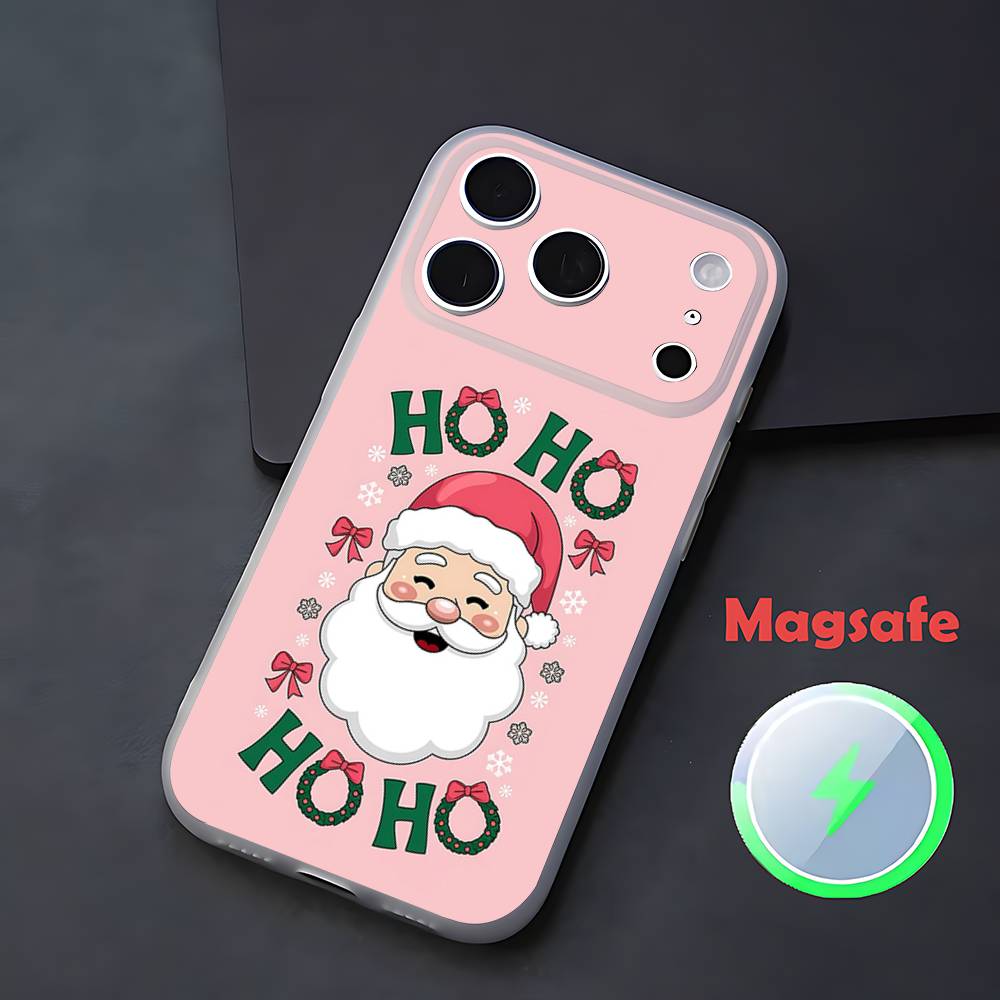 Christmas Santa Claus Phone Case For iPhone 17,16,15,14,13,12,11 Pro,Max,Plus,Mini,Air,E Magnetic Magsafe Frosted Transparent