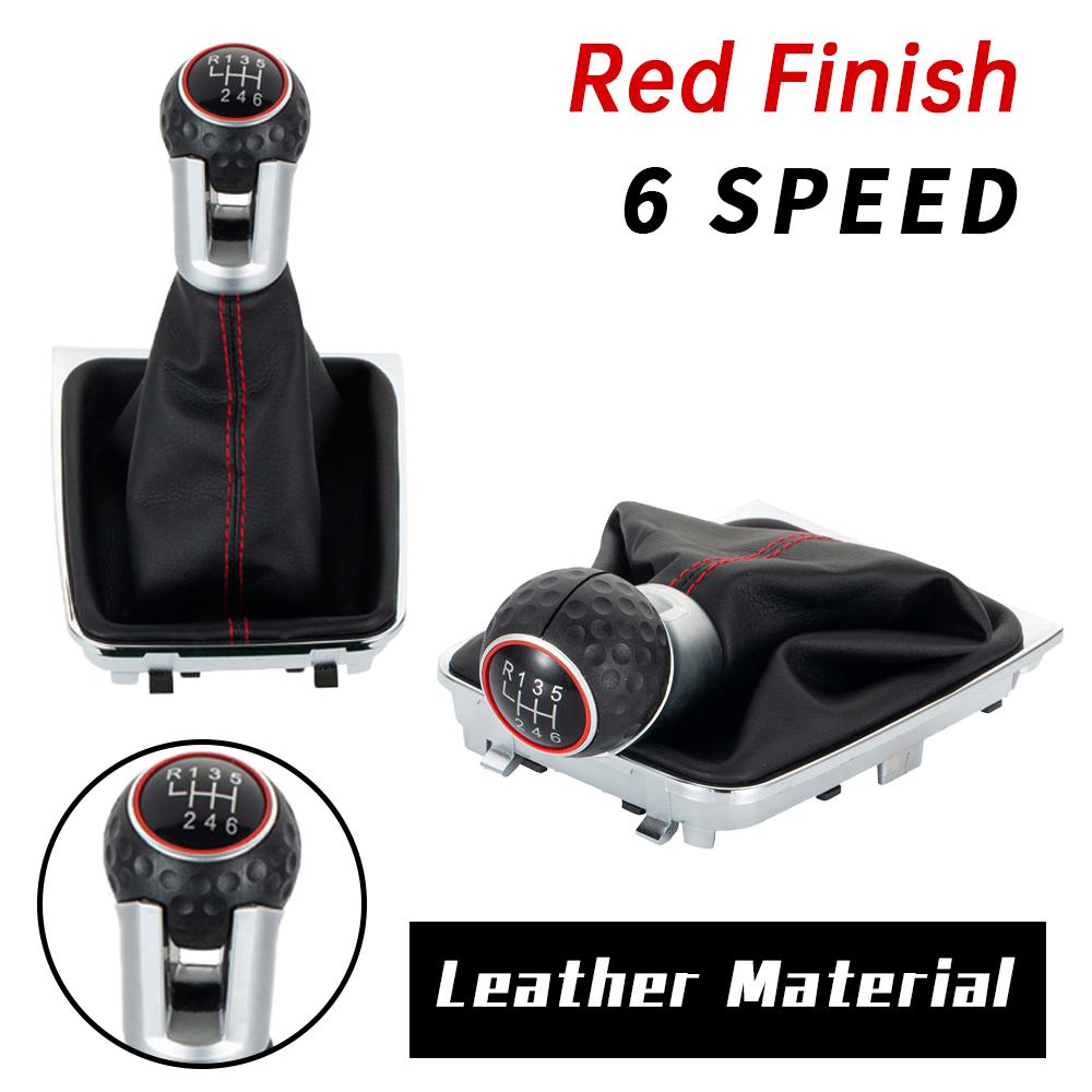 5 6 Speed PU Leather Gear Shift Knob For VW Golf 7 A7 MK7 GTI GTD Level Shift Car 2013-2018