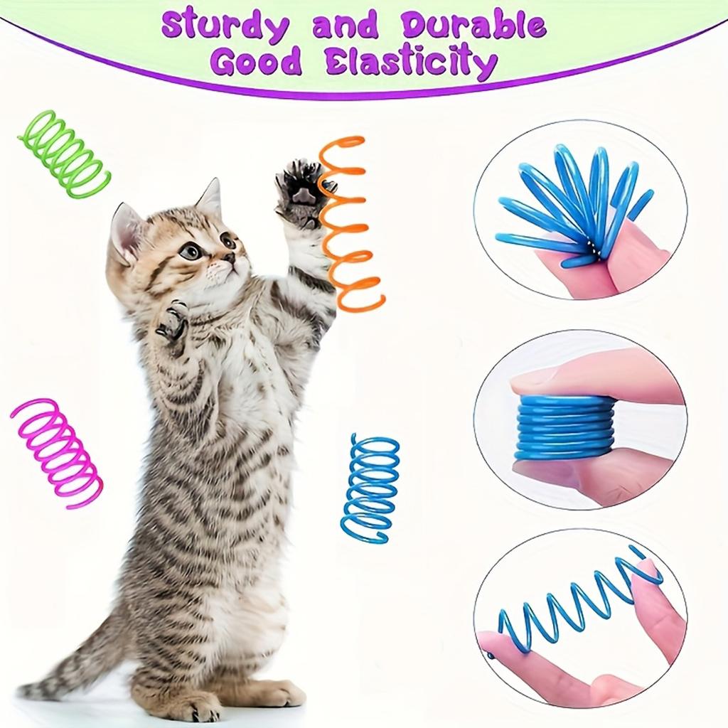 Spring Toy, Spiral Interactive Toy for Cats, Suitable for Indoor Colorful Play, Pouncing, and Biting