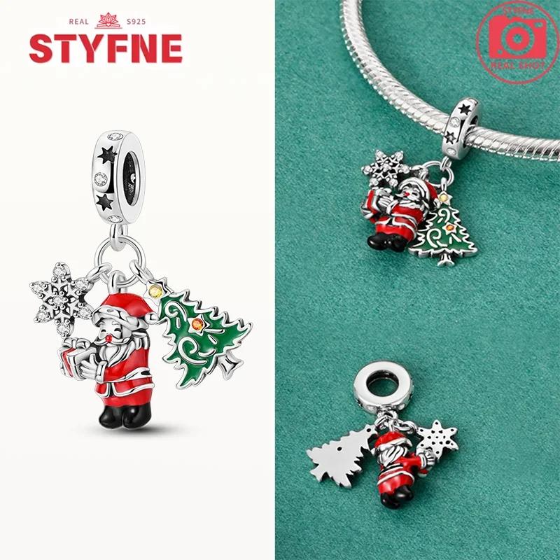 Copperchristmas Charms Elk Santa Claus Bead Snowflake Bell Snowman Charm Fit Original Bracelet Diy Fine Jewelry For Women