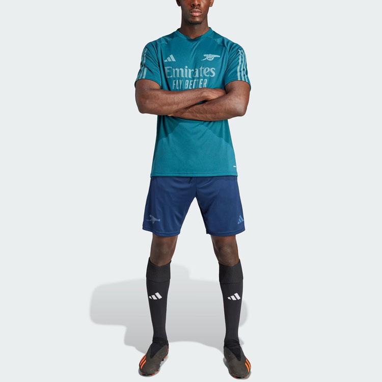 Adidas Arsenal Tiro 23 Training Jersey, Letter Print Spliced, Short Sleeve, Football Men Tops Rich-Green HZ2206