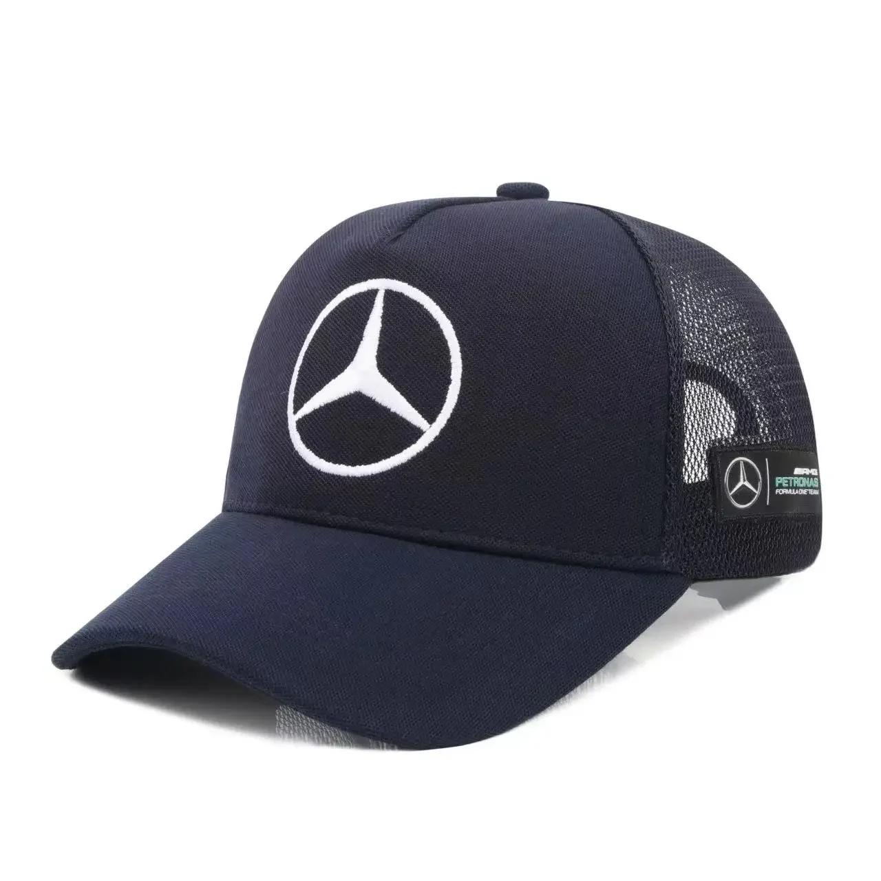 

2025 Hot Fashion Leather Mesh Hat Snapback Trucker Outdoor Sport Running Adjustable Baseball Cap For Mercedes Benz B/C/E/S Class синій