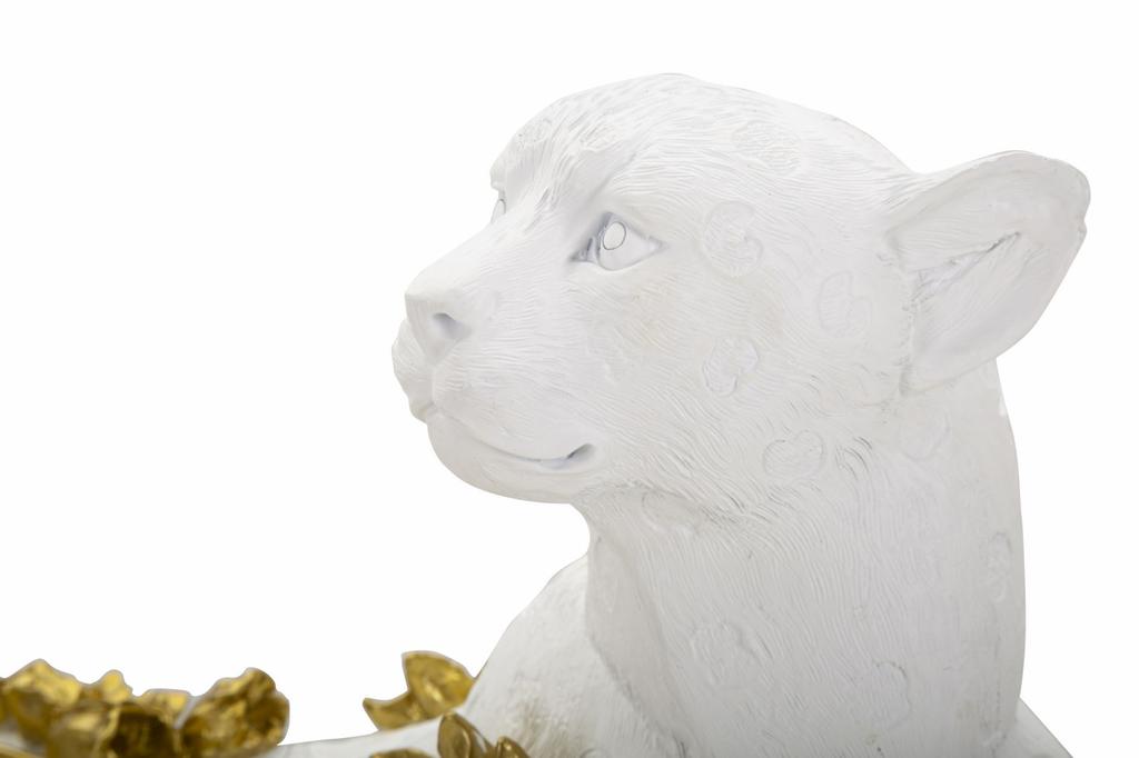 Leopard White Gold 53X21.5X24 Cm
