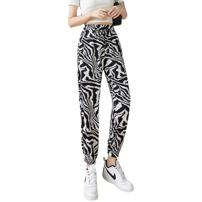 Women's Summer 2025 High Waist Letter Print Loose Slim Harem Leggings