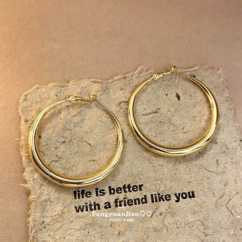 Square and round Face Tiancai ~ European and American Big Circle Earrings Women 2025 New Popular High-Grade Ear Ring Cold Style Earrings