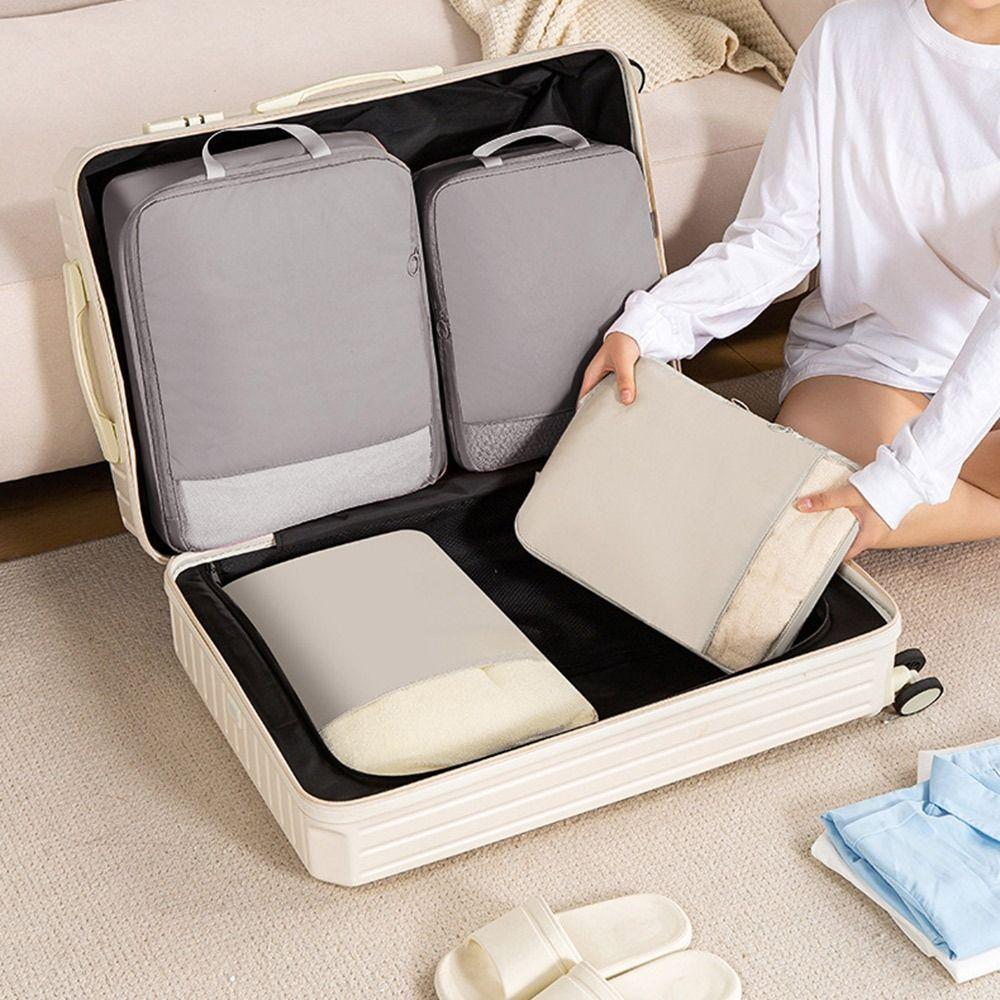 Space Saving Compression Storage Bag with Handle Portable Clothes Packing Cubes Bag Transparent Window Large Capacity
