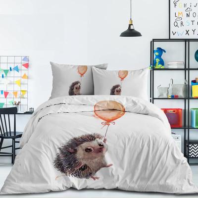 Hedgehog Duvet Cover SetBallon Animal Hedgehog White Bedding Sets Cute Kawaii Comforter Cover Full Queen Size for Boys Girls