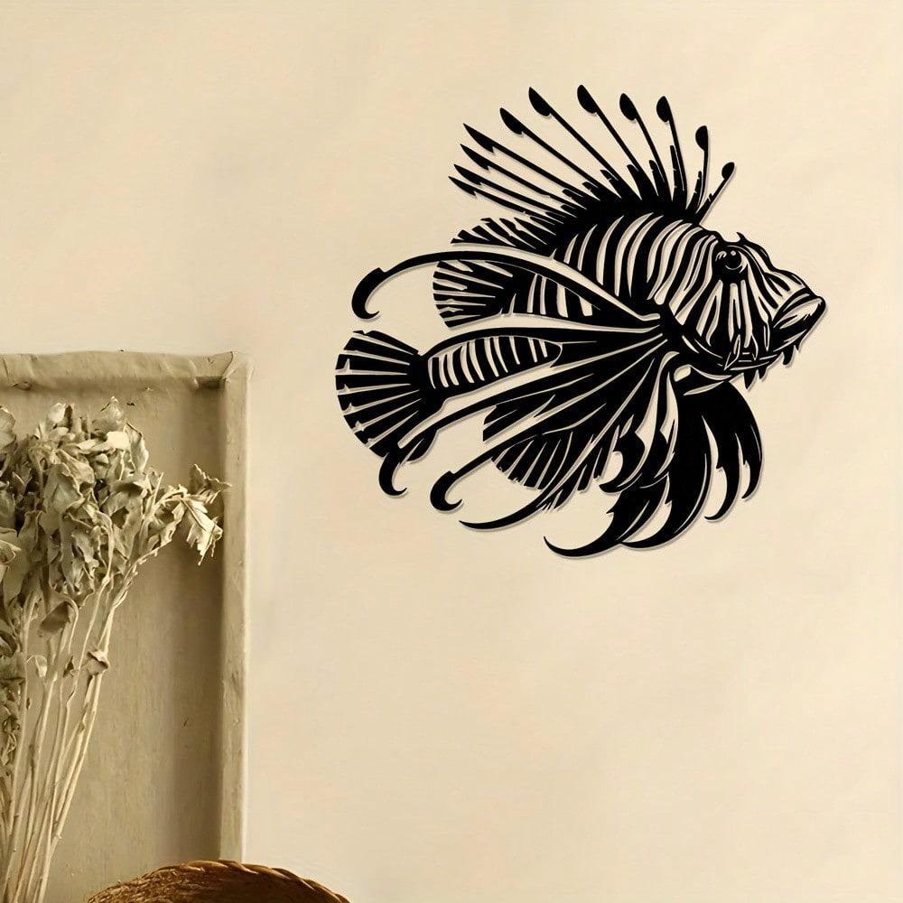 Metal Wall Art Lionfish Sea Theme Home Decor Living Room Bedroom Coastal Beach House Wall Hanging Unique Gift