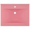 Luxury Wash Basin with Faucet Hole Matte Pink 60 X 46 Cm Ceramic