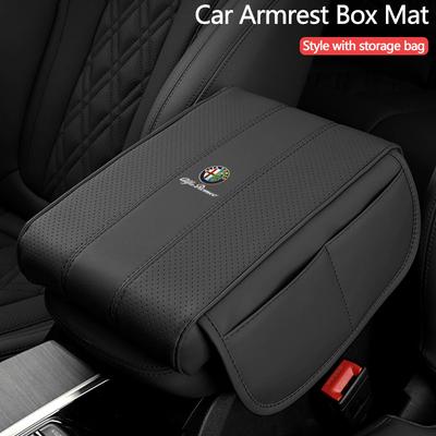 Car Leather Armrest Box Pad Memory Foam Armrest Mat For 4C 159 166 Spider Giulia Giulietta 156 Tonale Mito 147 8C GT