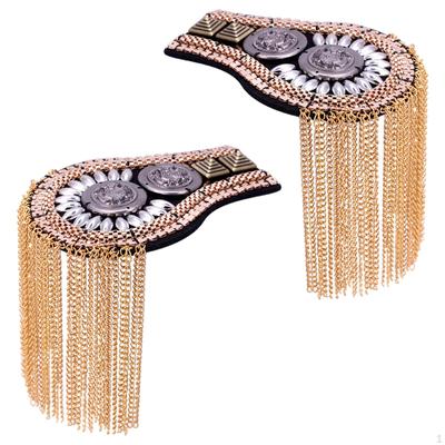 1 Pair Epaulets with Tassel Brooches Shoulder Boards for Birthday Performance