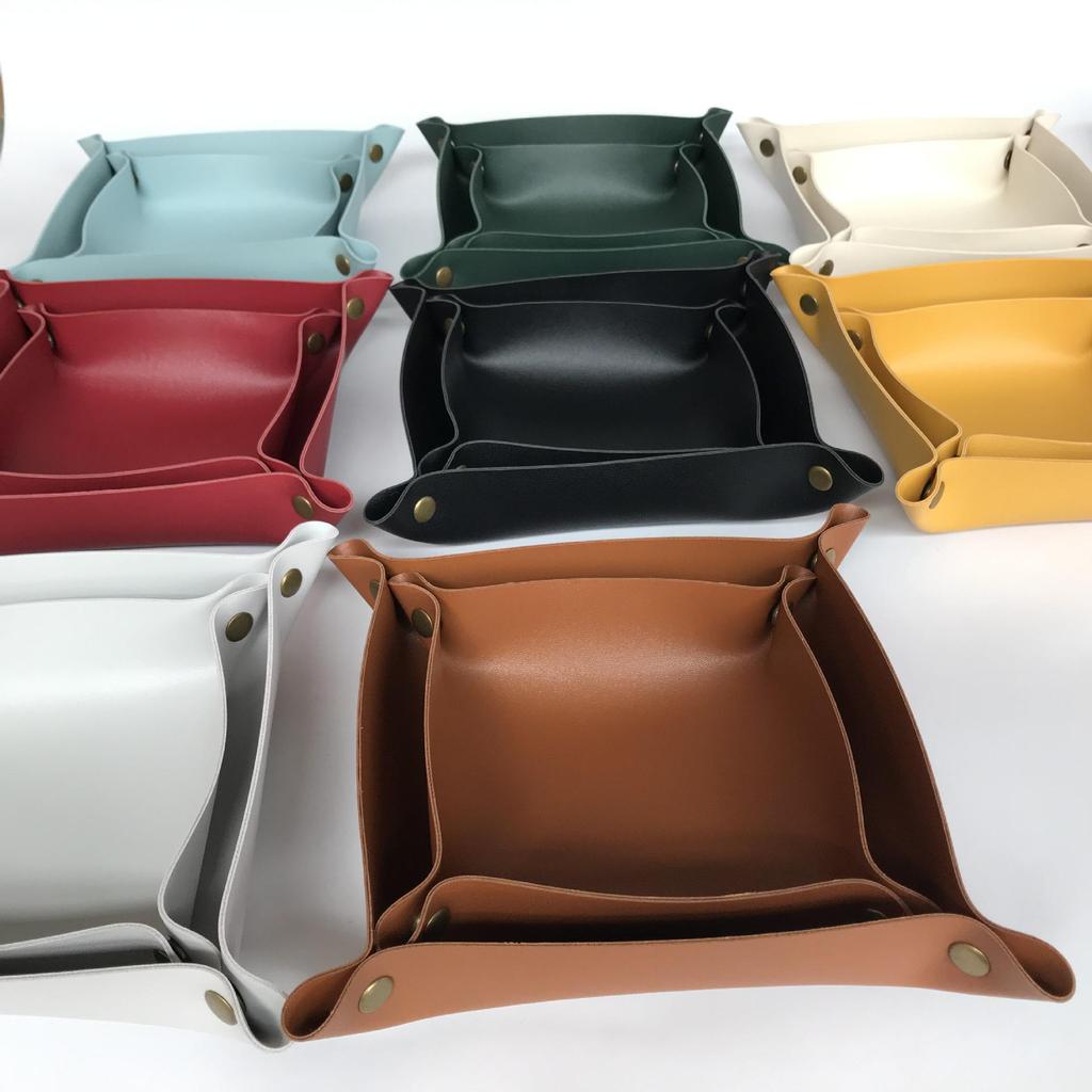 Nordic PU Leather Desktop Tray for Jewelry, Cosmetics, & Keys