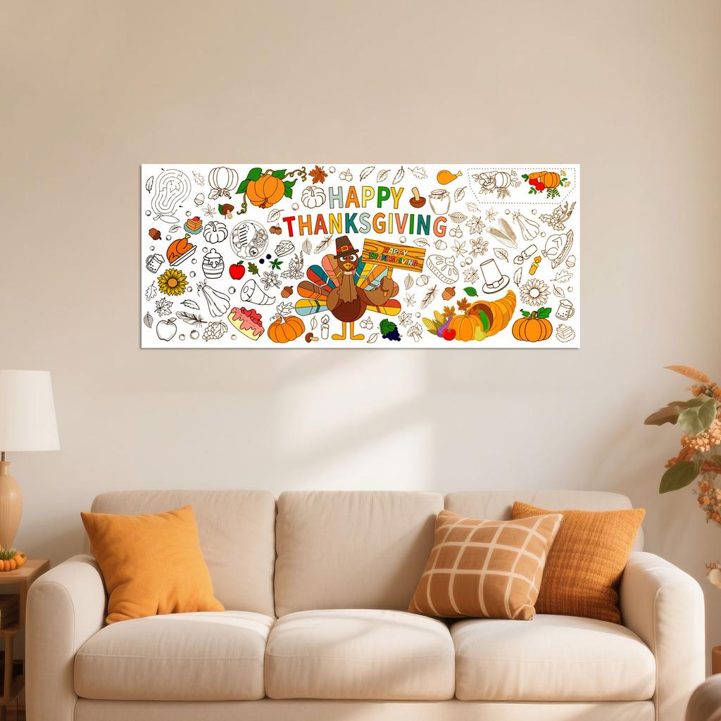 Thanksgiving Decorative Tablecloth, Waterproof, Graffiti-proof