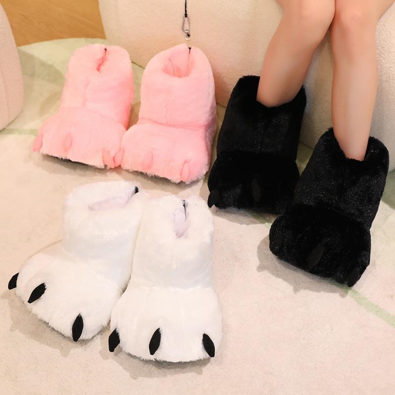 Módní Roztomilé Kreslené Tlapky Boty z Umělé Kožešiny Žena Zimní Domácí Podlahové Nadýchané Pantofle Měkké Plyšové Dívčí Vnitřní Sněhule Zábavné Párty Boty