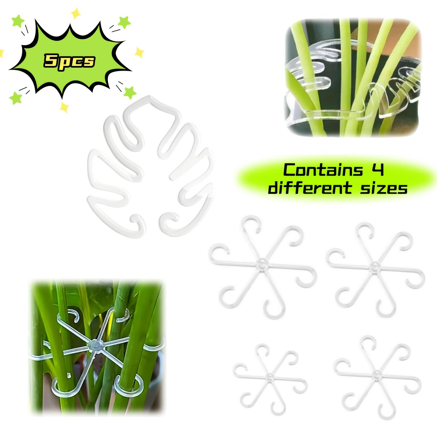 

5 Pcs Transparent Leaf-Design Plant Support Stakes - Flexible Monstera Stem Clips, Invisible Plant Stake Holders for Indoor Plan