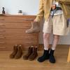 Spot~ Retro Matte Chimney Thick Heel Short Boots Women's New Sleeve Chelsea Boots Thick-soled Round Martin Boots