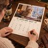Decorative Wall Hanging for Study 2027 Calendar with Cute Owl Reading Illustrations, Retro Oil Painting Style Monthly Schedule Organizer Home Planner