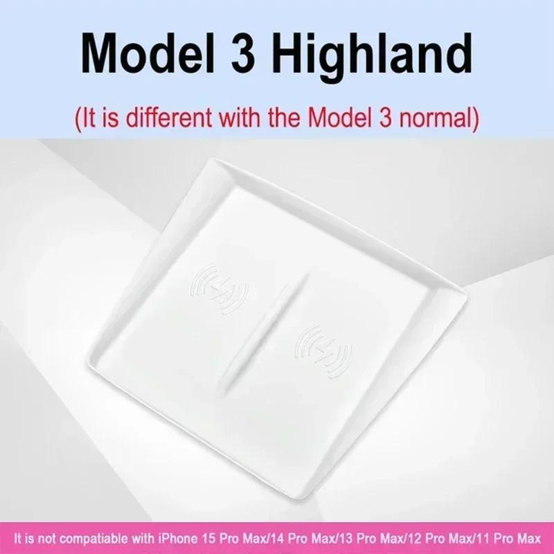 For Tesla Model 3/Y Wireless Charging Silicone Pad Carbon Fibre Central Control Non-Slip Charger Protector Mat Car Accessories