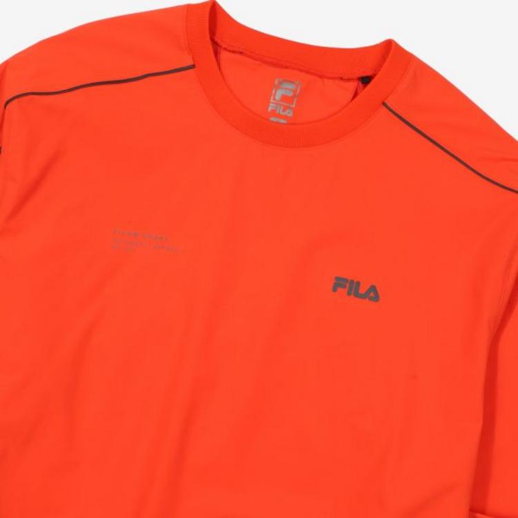 Fila Solid Color Logo Print Round Neck Long Sleeve Sweatshirt Men Sweatshirt Orange-Red FS2POF2211M-OE