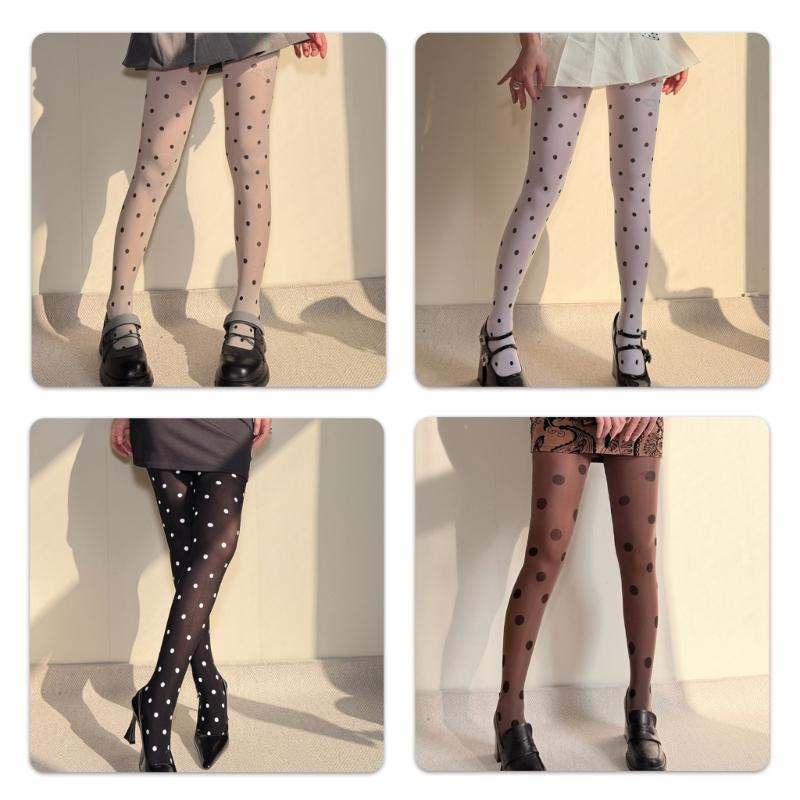 Fashionable Black Dot Pantyhose Soft Nylon Stockings Breathable And Practical Hosiery For Office Outfits