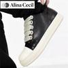 Herren Damen Plateau Sneaker Schwarzes Leder Reißverschluss Schnürung Freizeit Schuhe Dicke Sohle Sneaker Große Größe Chaussure Femme 2025
