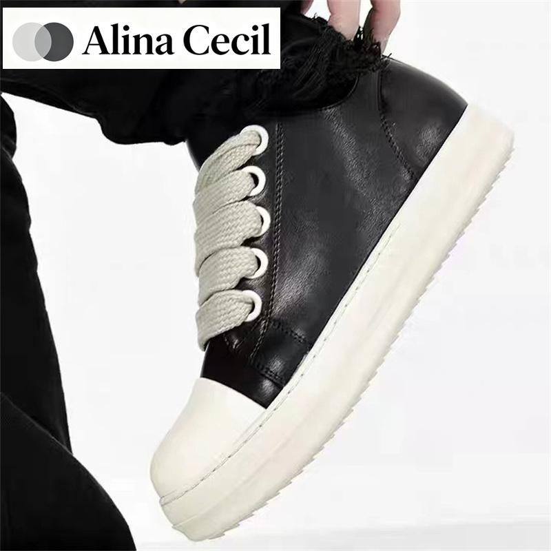 Herren Damen Plateau Sneaker Schwarzes Leder Reißverschluss Schnürung Freizeit Schuhe Dicke Sohle Sneaker Große Größe Chaussure Femme 2025