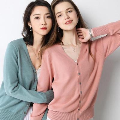 Women's Oversized V-Neck Core-Spun Yarn Knit Cardigan - Soft, Long Sleeve, 2025 Autumn/Winter Collection